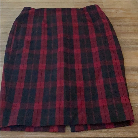 Black and red tartan plaid pencil skirt - Picture 1 of 1